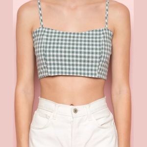 LAST CHANCE Brandy Melville Green White Austen Top